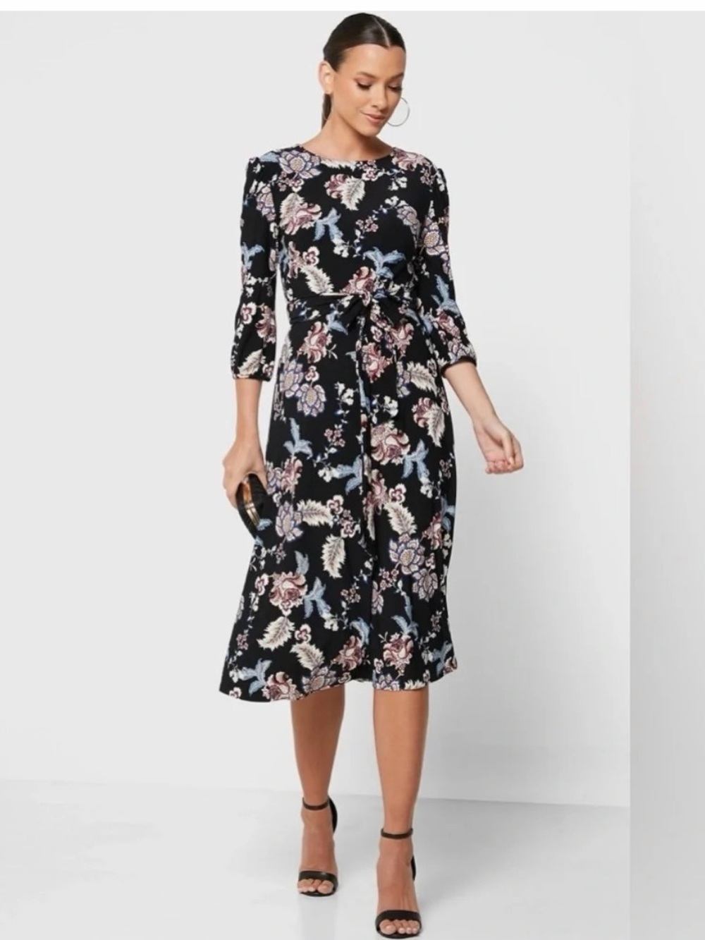 Lauren Ralph Lauren Felia Floral Jersey Midi Dress Size 12 Whimsigoth Preppy